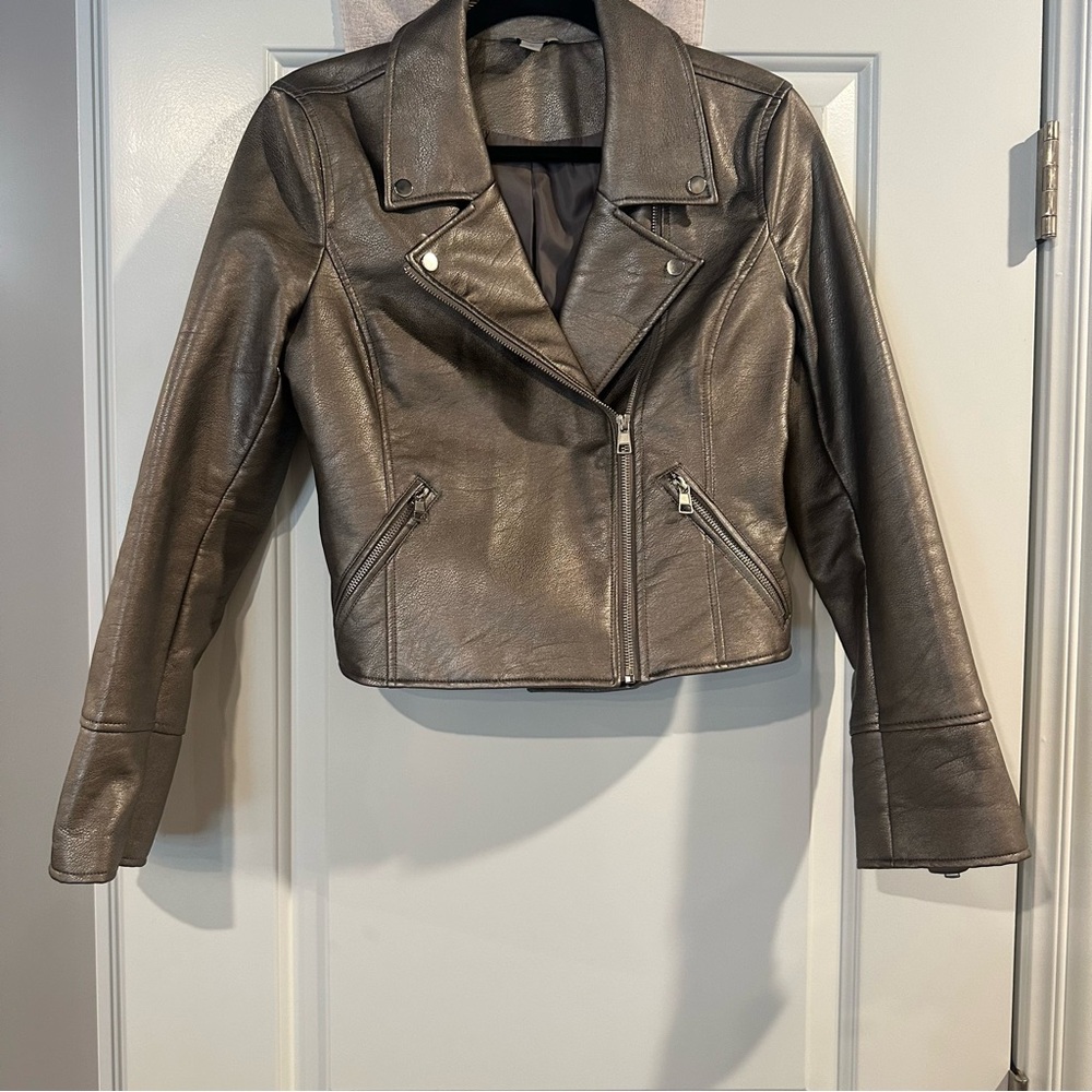 Women’s Size M Metallic Faux Leather Jacket by Belle Sky
